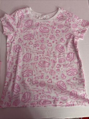 Girls' White & Pink Short Sleeve Tee - Sweet Treats Print
